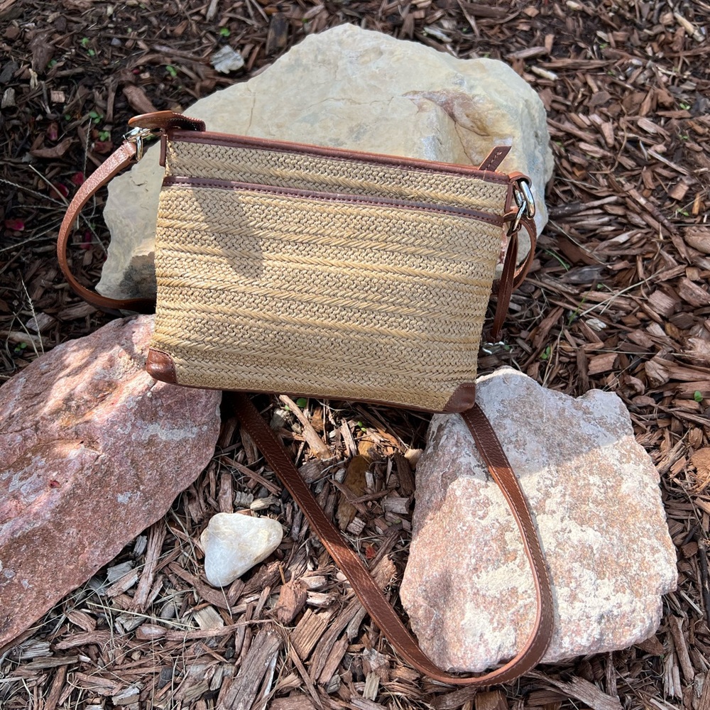 Brighton Brooklyn Straw Crossbody Bag